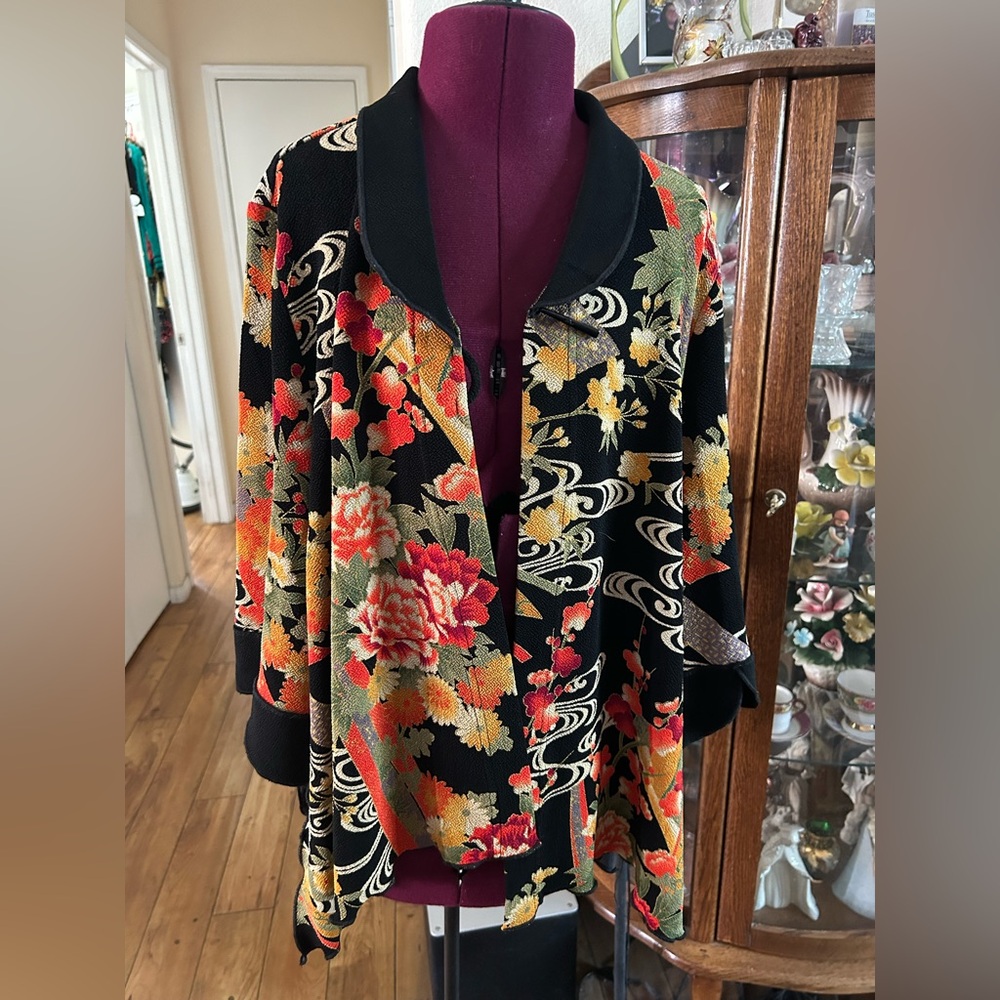 3/4 Length Sleeve Jacket/ Coverup Floral Design.